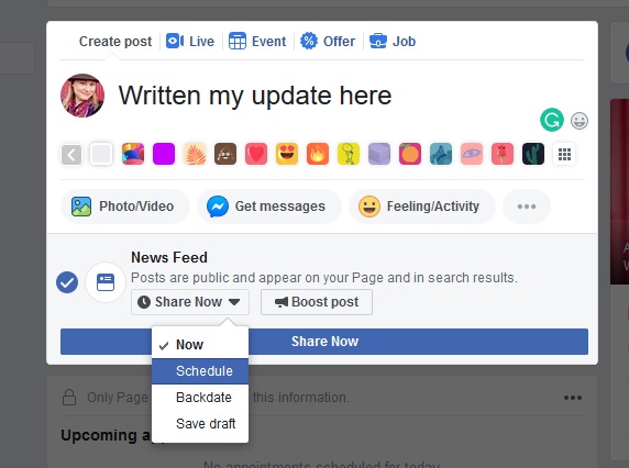 Facebook schedule tools